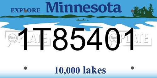 1T85401 Minnesota License Plate