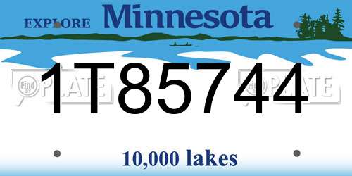 1T85744 Minnesota License Plate