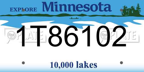 1T86102 Minnesota License Plate