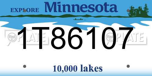 1T86107 Minnesota License Plate