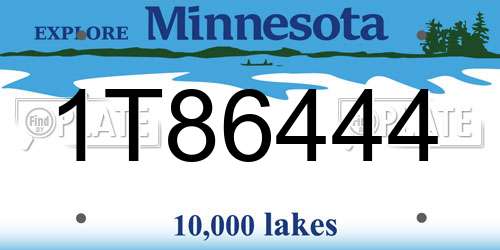 1T86444 Minnesota License Plate