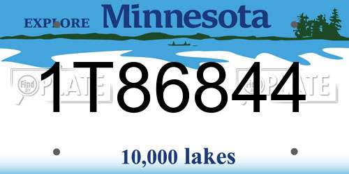 1T86844 Minnesota License Plate
