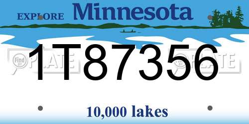 1T87356 Minnesota License Plate