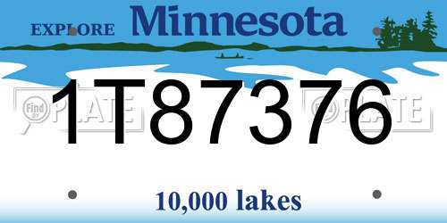 1T87376 Minnesota License Plate