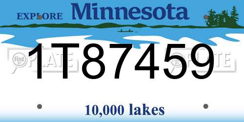 1T87459 Minnesota License Plate