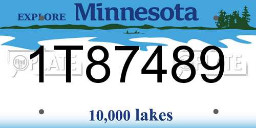1T87489 Minnesota License Plate