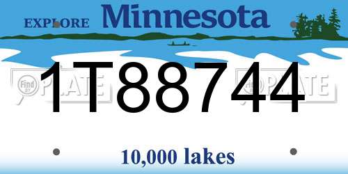 1T88744 Minnesota License Plate