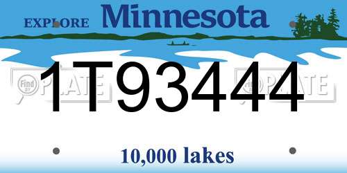 1T93444 Minnesota License Plate