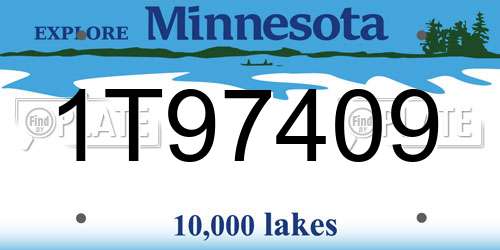1T97409 Minnesota License Plate