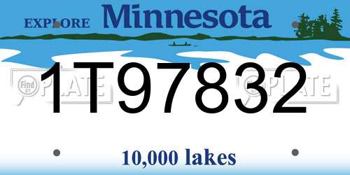 1T97832 Minnesota License Plate