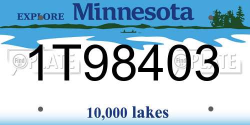 1T98403 Minnesota License Plate