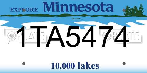 1TA5474 Minnesota License Plate