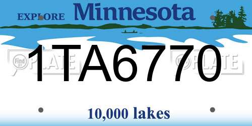 1TA6770 Minnesota License Plate