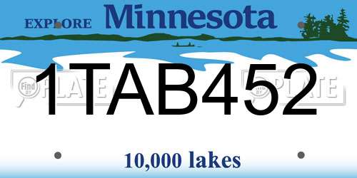 1TAB452 Minnesota License Plate