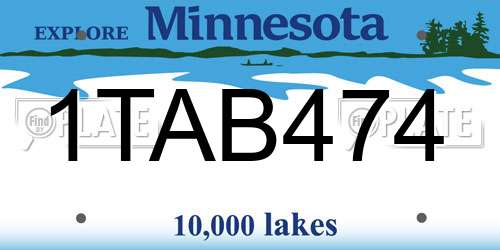 1TAB474 Minnesota License Plate
