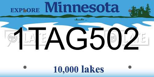 1TAG502 Minnesota License Plate