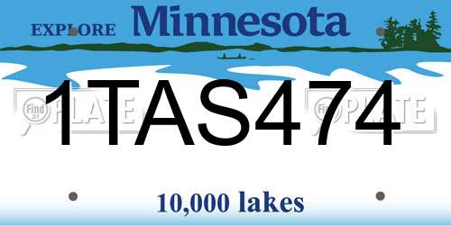 1TAS474 Minnesota License Plate