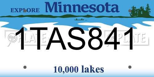 1TAS841 Minnesota License Plate