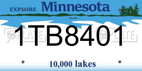 1TB8401 Minnesota License Plate