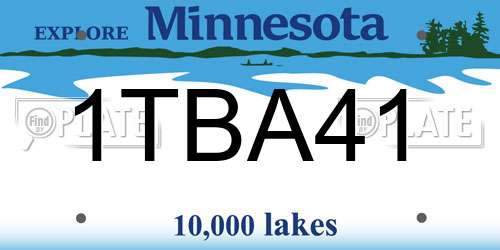 1TBA41 Minnesota License Plate