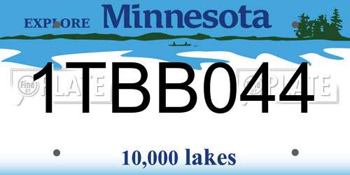 1TBB044 Minnesota License Plate