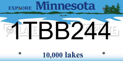 1TBB244 Minnesota License Plate