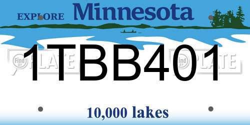 1TBB401 Minnesota License Plate