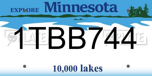 1TBB744 Minnesota License Plate