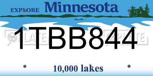 1TBB844 Minnesota License Plate