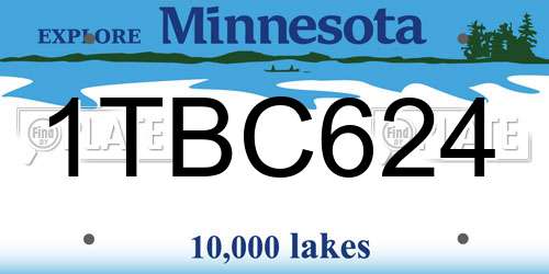 1TBC624 Minnesota License Plate
