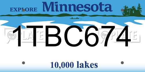 1TBC674 Minnesota License Plate