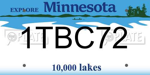 1TBC72 Minnesota License Plate