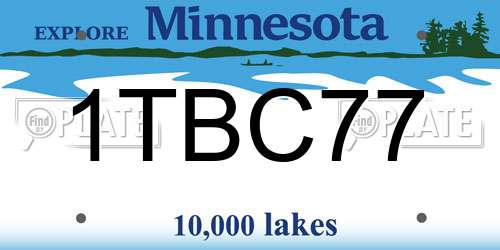 1TBC77 Minnesota License Plate