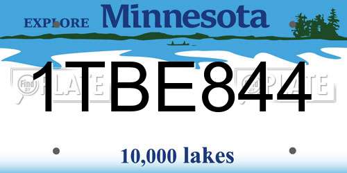 1TBE844 Minnesota License Plate
