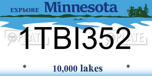 1TBI352 Minnesota License Plate