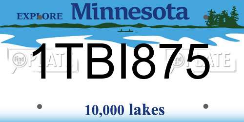 1TBI875 Minnesota License Plate