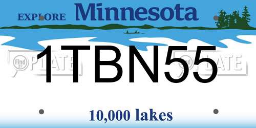 1TBN55 Minnesota License Plate