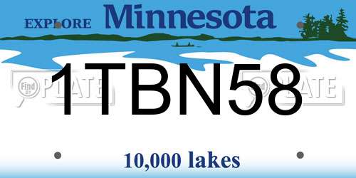 1TBN58 Minnesota License Plate