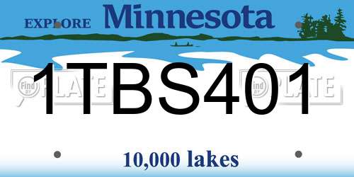 1TBS401 Minnesota License Plate