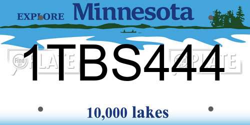 1TBS444 Minnesota License Plate