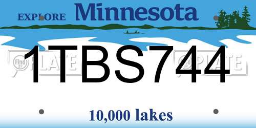 1TBS744 Minnesota License Plate