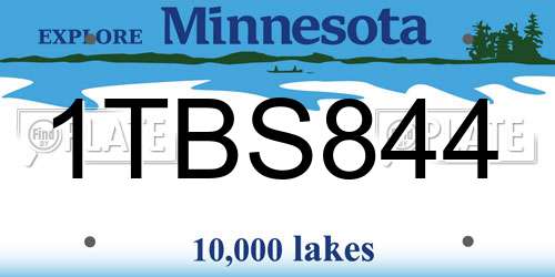 1TBS844 Minnesota License Plate