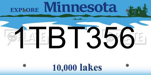 1TBT356 Minnesota License Plate