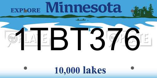 1TBT376 Minnesota License Plate