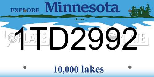 1TD2992 Minnesota License Plate