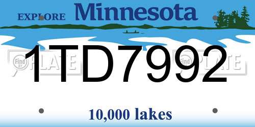1TD7992 Minnesota License Plate