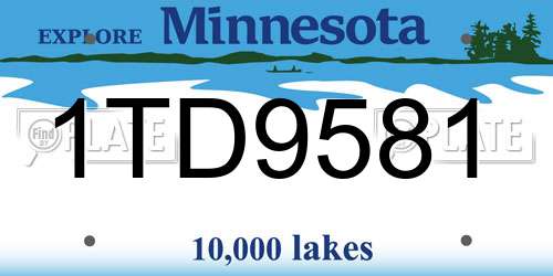 1TD9581 Minnesota License Plate