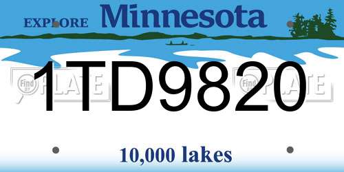 1TD9820 Minnesota License Plate