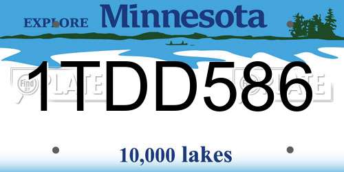1TDD586 Minnesota License Plate