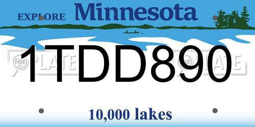 1TDD890 Minnesota License Plate